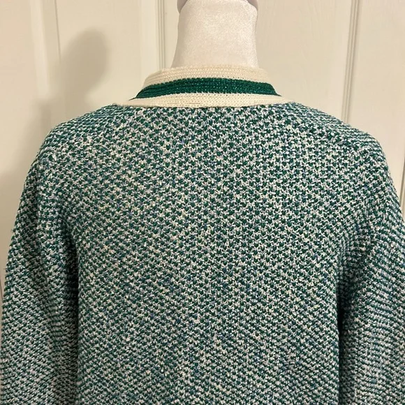 Maje Maitresse Green Lurex Metallic Threaded Cardigan Sweater Size 3, US Large - Picture 13 of 16